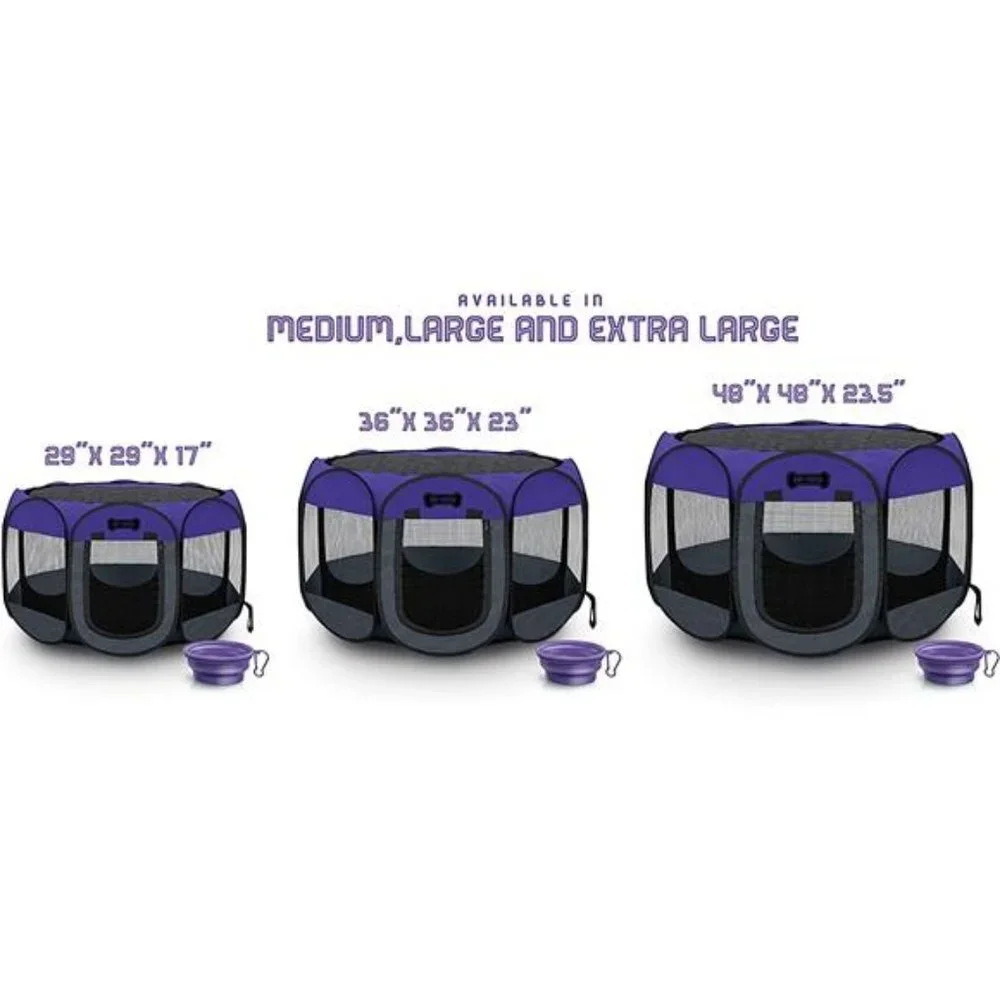 Portable Foldable Pet Playpen + Free Carrying Case + Free Bowl (29